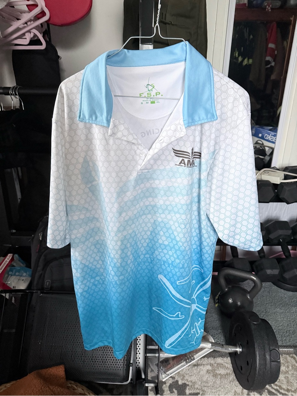 Men’s AMA Blue & White Performance Polo Shirt